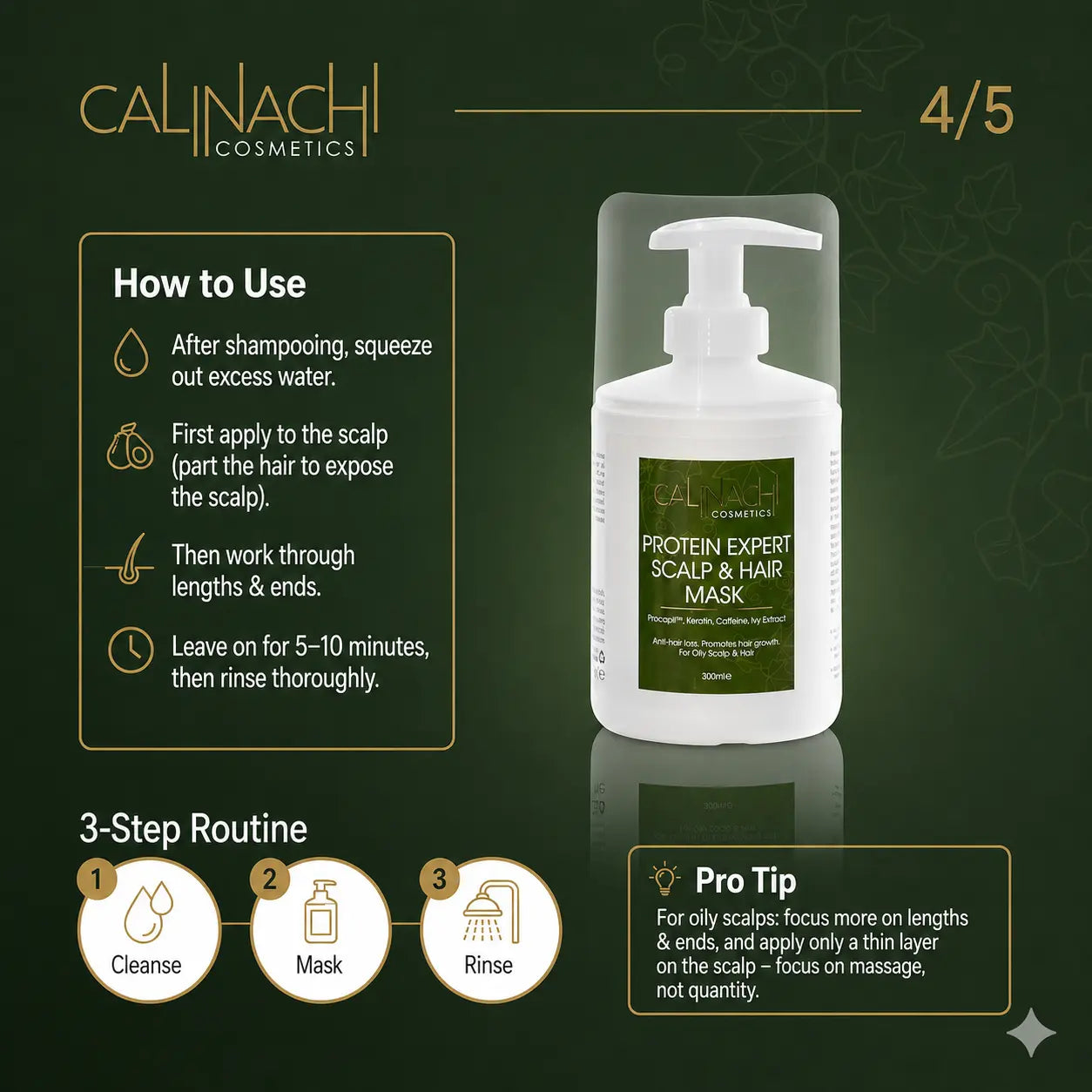 Protein Expert (Normal to Oily & Oily) Anti-Hair Loss, Restorative, Mask for Scalp and Hair, 300 ml. haircare CALINACHI Cosmetics