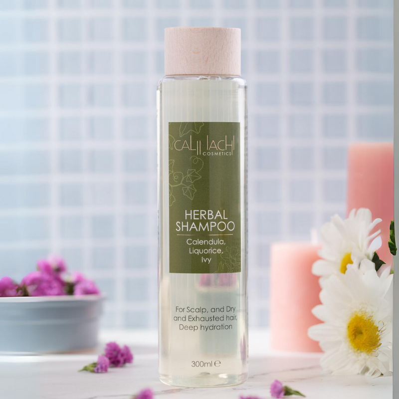 Shampoing aux herbes pour cheveux secs et abîmés, sans sulfate, 300 ml.