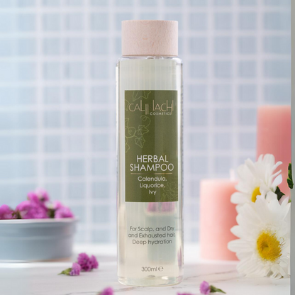 Shampoing aux herbes pour cheveux secs et abîmés, sans sulfate, 300 ml.